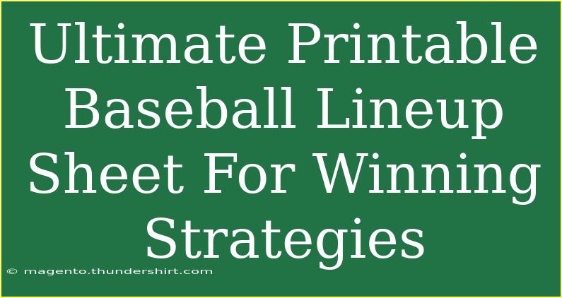 Ultimate Printable Baseball Lineup Sheet For Winning Strategies