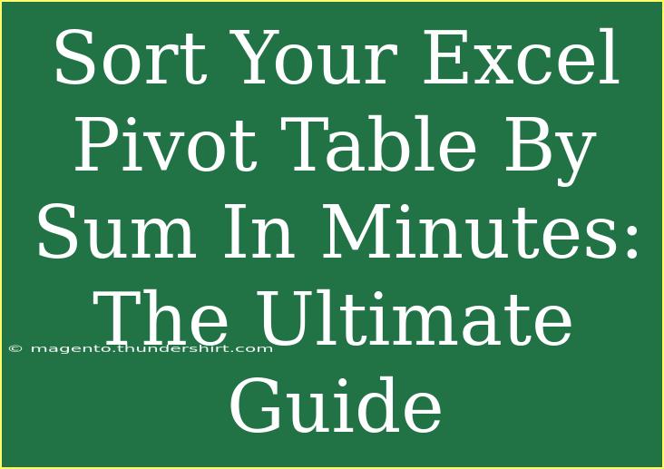 Sort Your Excel Pivot Table By Sum In Minutes: The Ultimate Guide