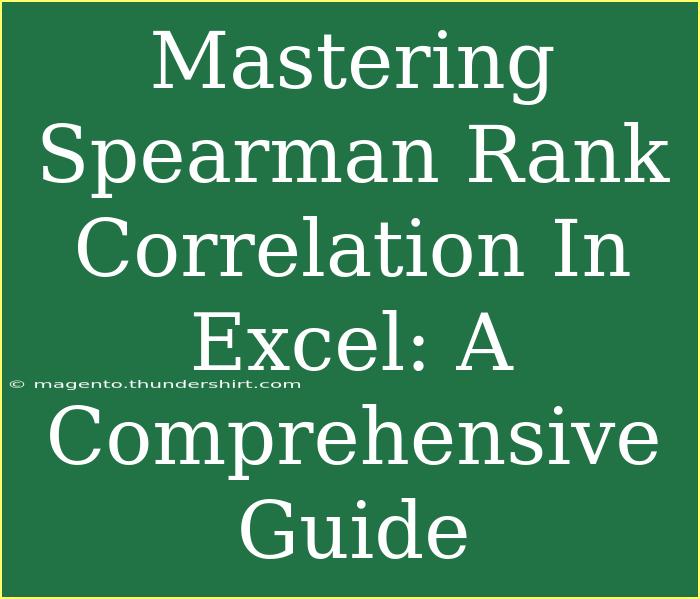 Mastering Spearman Rank Correlation In Excel: A Comprehensive Guide