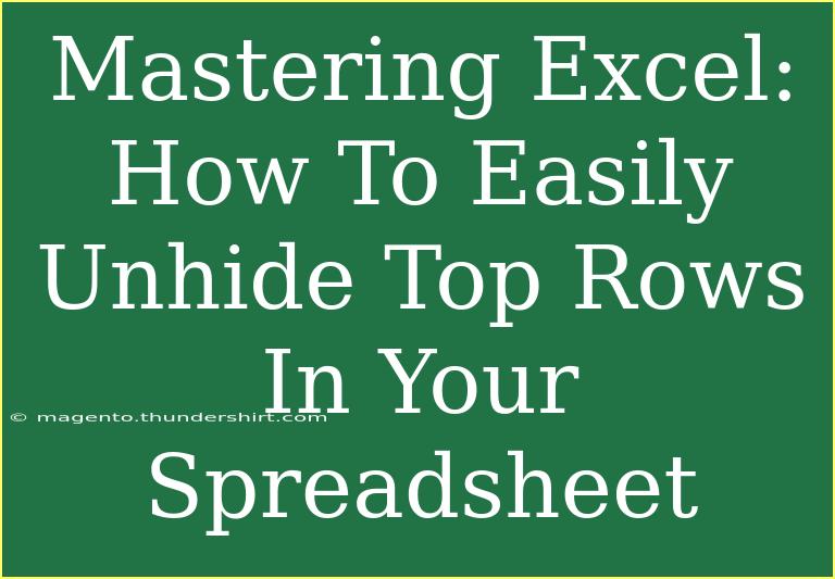 Mastering Excel: How To Easily Unhide Top Rows In Your Spreadsheet