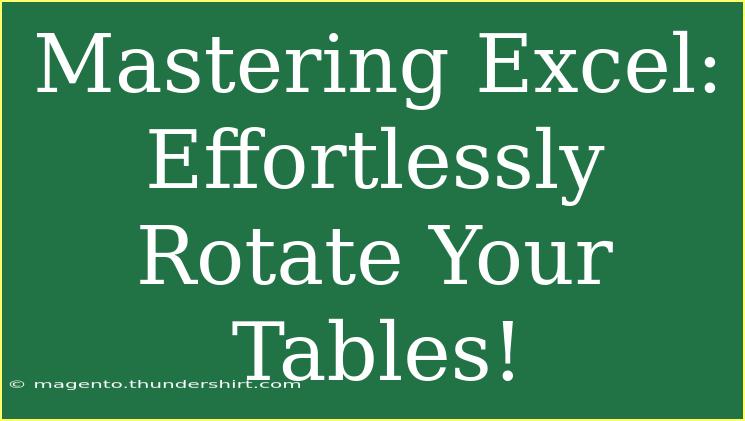 Mastering Excel: Effortlessly Rotate Your Tables!