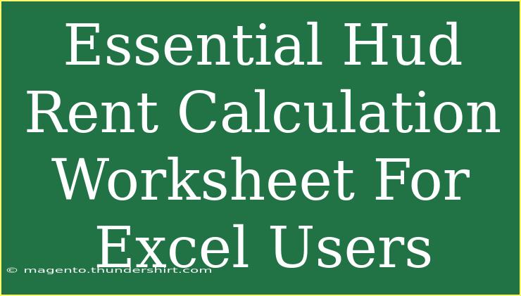 Essential Hud Rent Calculation Worksheet For Excel Users