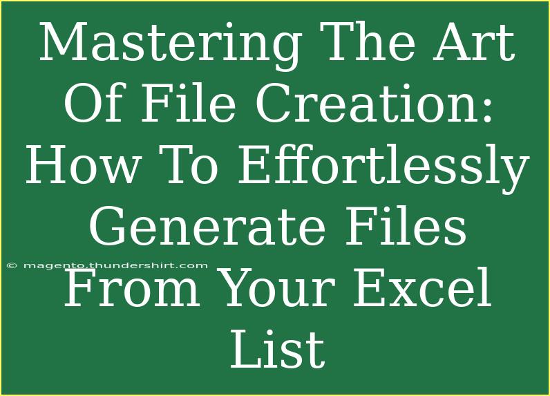 Mastering The Art Of File Creation: How To Effortlessly Generate Files From Your Excel List