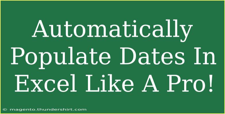 Automatically Populate Dates In Excel Like A Pro!