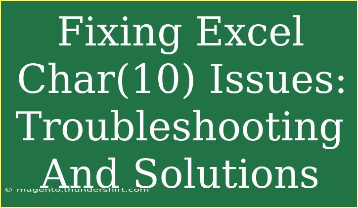 Fixing Excel Char(10) Issues: Troubleshooting And Solutions