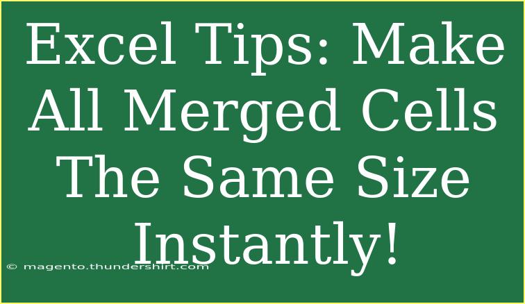 Excel Tips: Make All Merged Cells The Same Size Instantly!