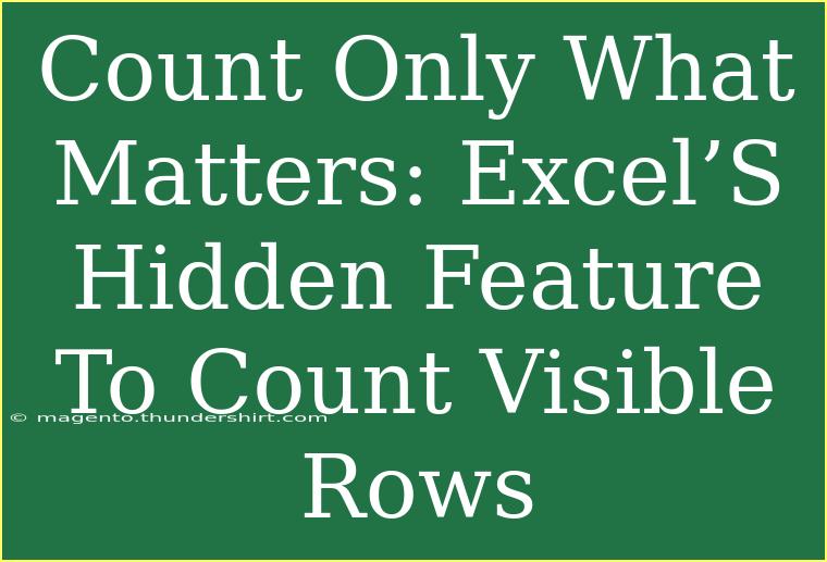 Count Only What Matters: Excel’S Hidden Feature To Count Visible Rows