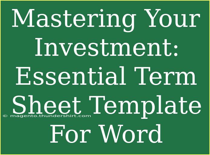 Mastering Your Investment: Essential Term Sheet Template For Word