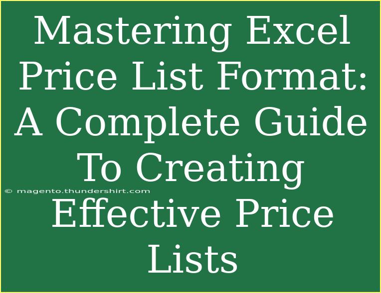 Mastering Excel Price List Format: A Complete Guide To Creating Effective Price Lists