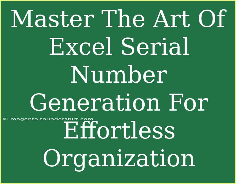 Master The Art Of Excel Serial Number Generation For Effortless Organization