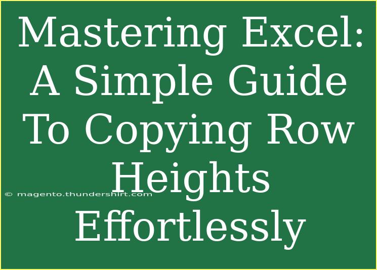 Mastering Excel: A Simple Guide To Copying Row Heights Effortlessly