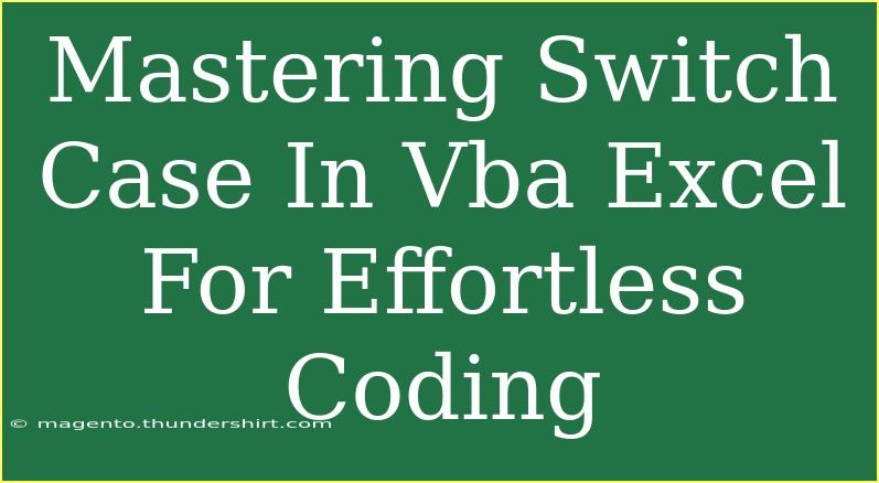 Mastering Switch Case In Vba Excel For Effortless Coding