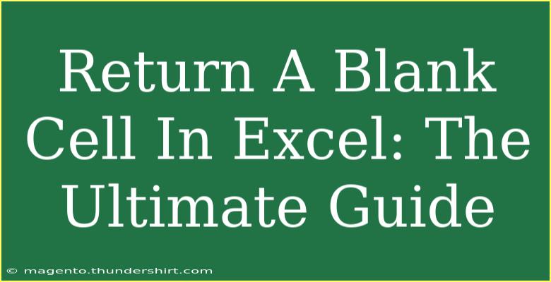 Return A Blank Cell In Excel: The Ultimate Guide