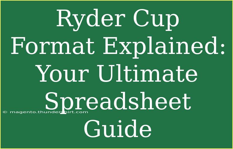 Ryder Cup Format Explained: Your Ultimate Spreadsheet Guide