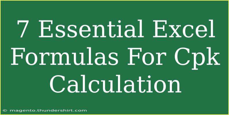 7 Essential Excel Formulas For Cpk Calculation