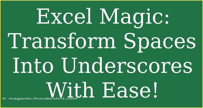 Excel Magic: Transform Spaces Into Underscores With Ease!